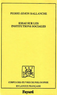 Essai sur les institutions sociales