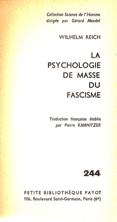 La psychologie de masse du fascisme