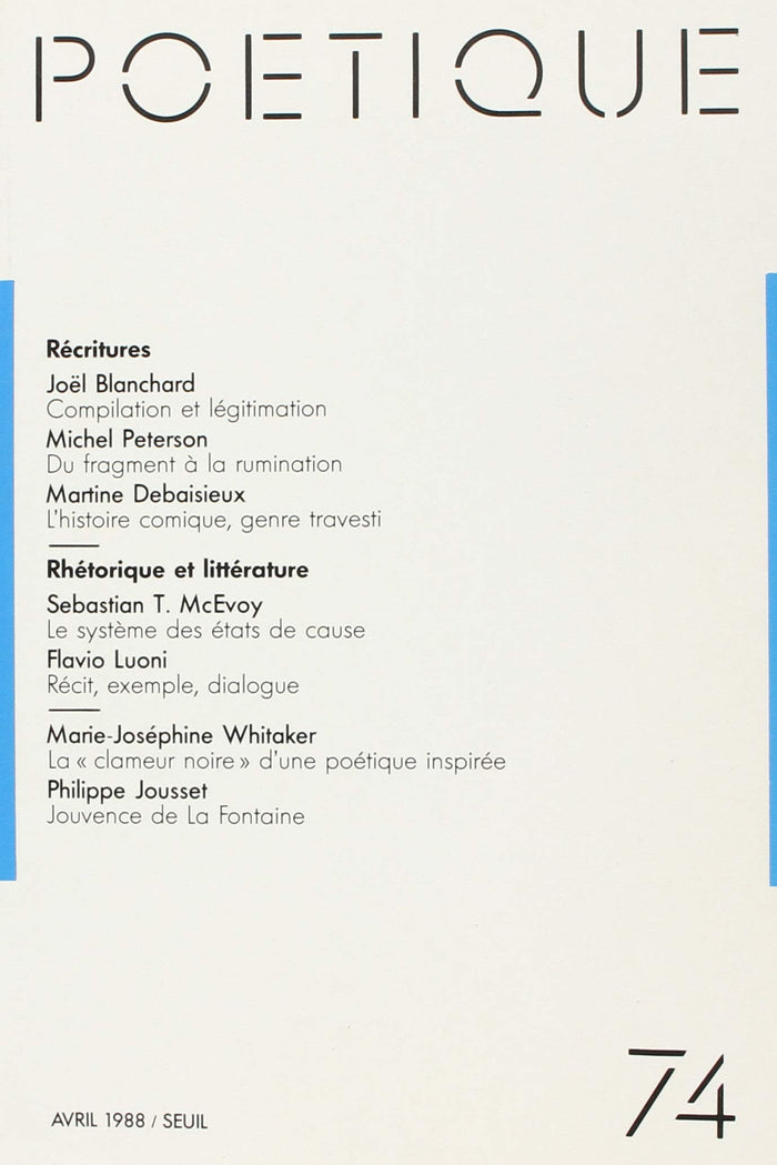 Poétique, n° 074