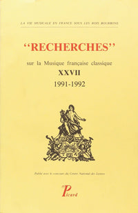 Recherches sur la musique française classique