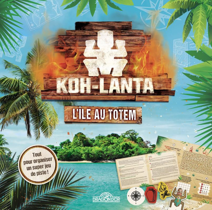 Koh-Lanta – L'Île au Totem – Pochette de jeu de piste avec 2 posters, 10 objets détachables et 1 livret de règles de jeu – De 2 à 6 joueurs – À partir de 7 ans