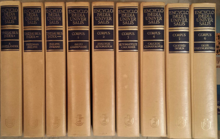 Encyclopaedia universalis 18 volumes + 1 volume de symposium + 3 volumes thesaurus Index + 2 suppléments soit 24 tomes collection complète