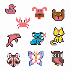 Colos et autocollants pixels animaux