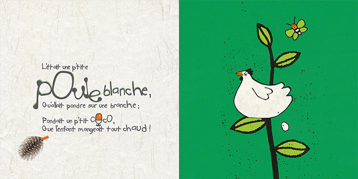 Une poule sur un mur