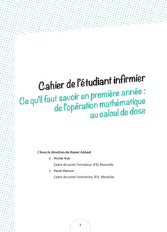 Cahier de l'étudiant Infirmier - Calcul de doses