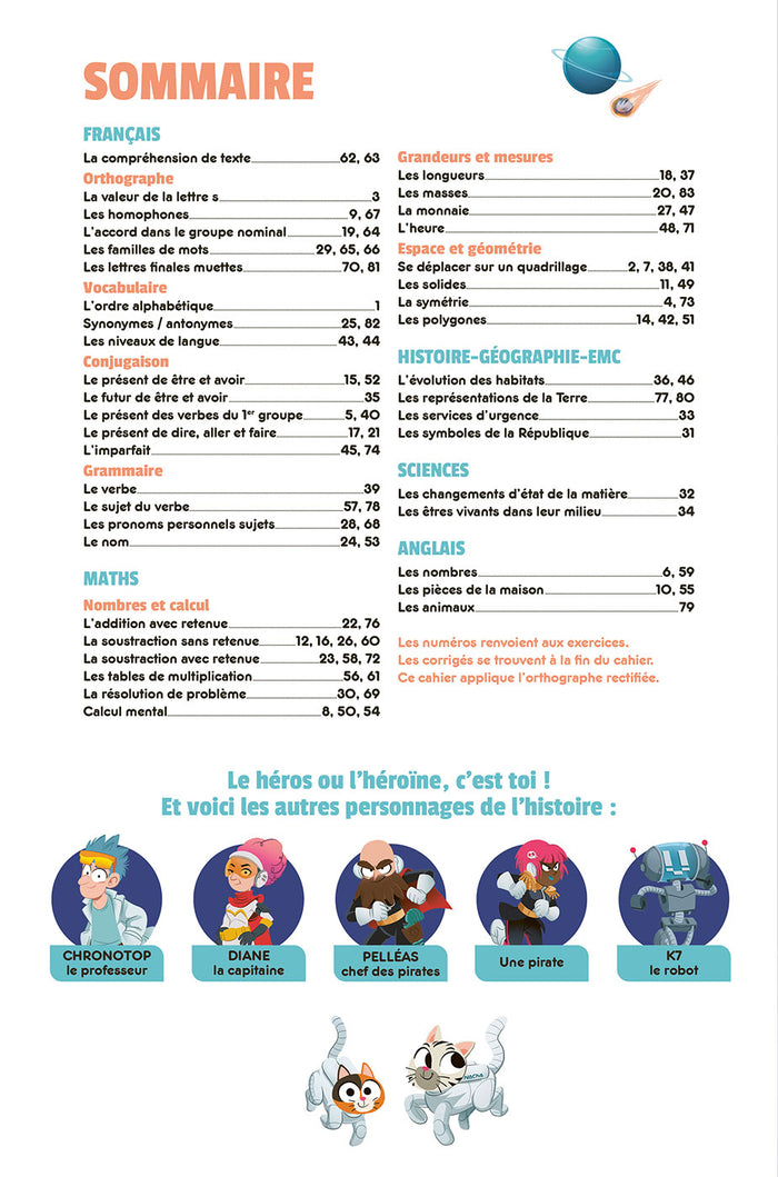 Cahier de vacances dont tu es le héros 2025 - Les incollables - CE1 au CE2