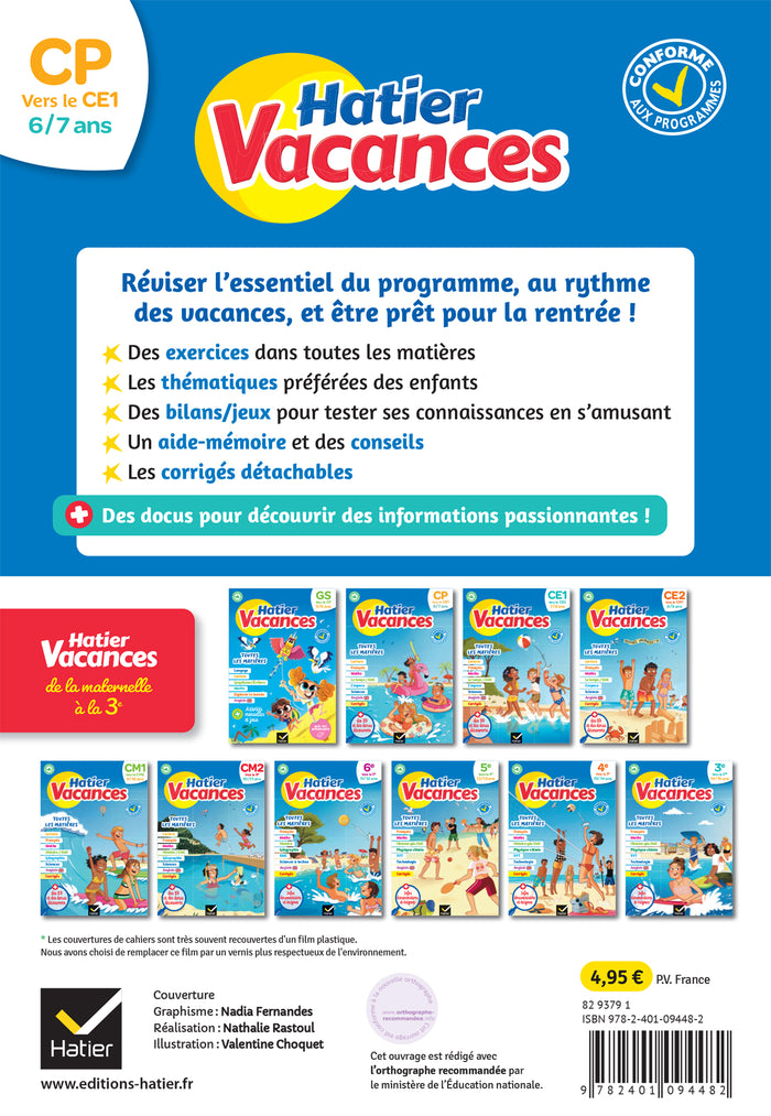 Cahier de vacances 2024 du CP vers le CE1 6/7 ans