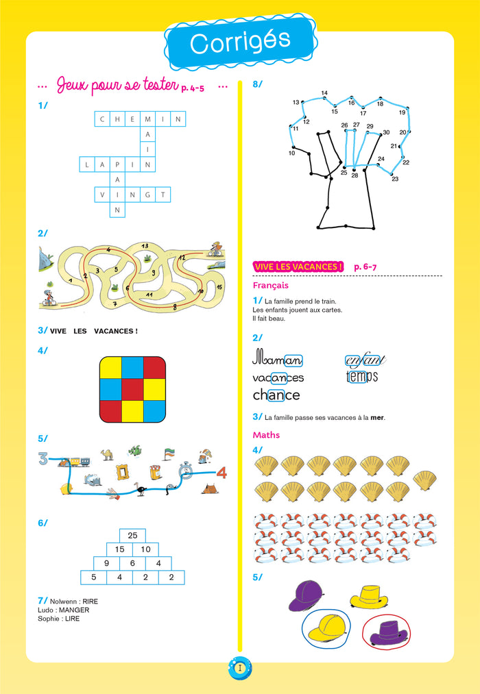 Cahier de vacances 2024 du CP vers le CE1 6/7 ans