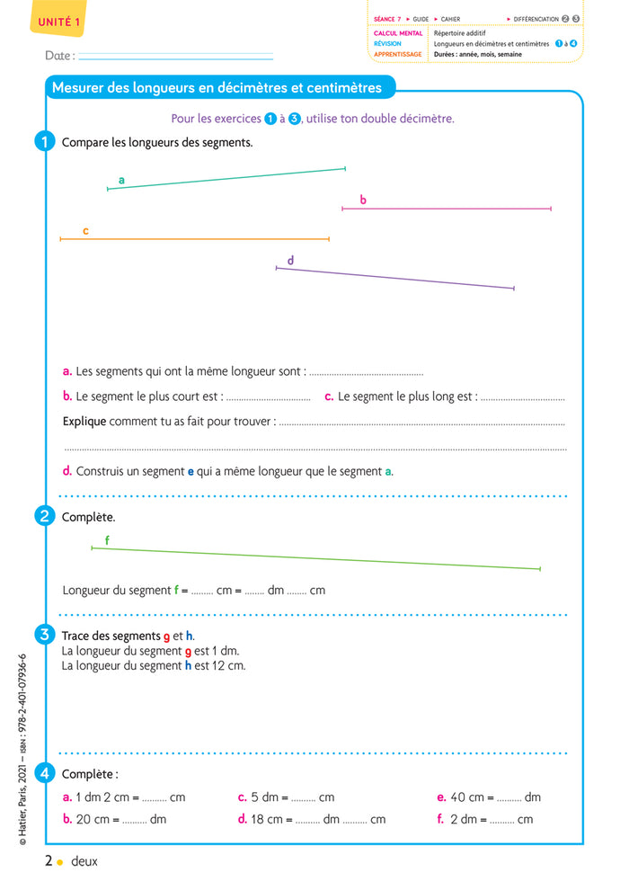 Cap Maths CE2 - Cahier de Géométrie-mesure