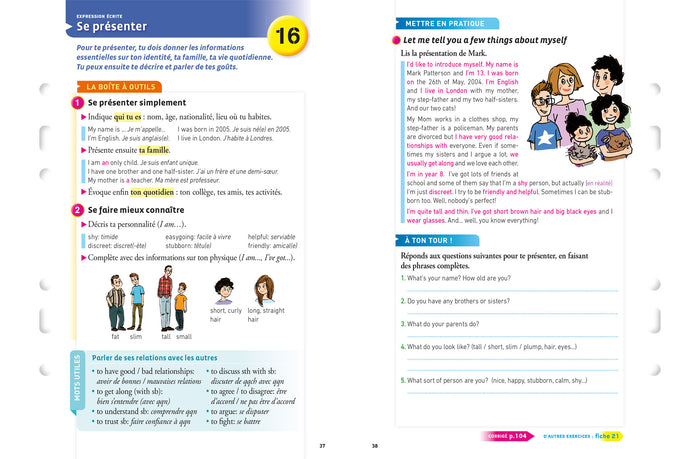 Anglais 5e: fiches de révision collège