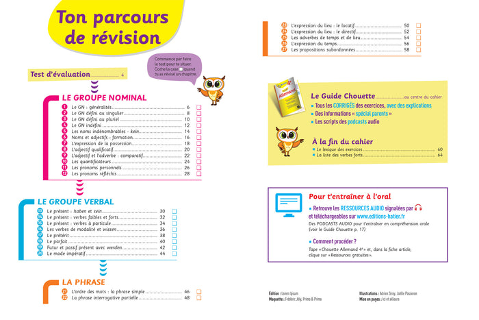 Chouette - Allemand 4e - LV2 (A1+, A2): cahier de révision et d'entraînement