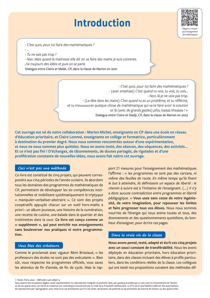 Mini-projets Maxi-maths CP Ed. 2022 - Guide pédagogique de l'enseignant