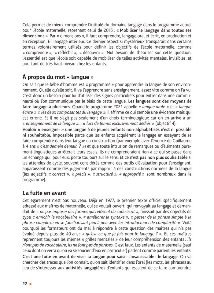 Enseigner à l'école maternelle - Langage et école maternelle Ed. 2022 - Guide de l'enseignant
