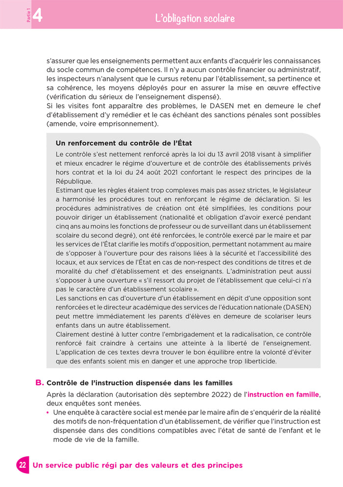 Concours enseignement - Le système éducatif français en fiches mémos - 2025-2026 - Révision