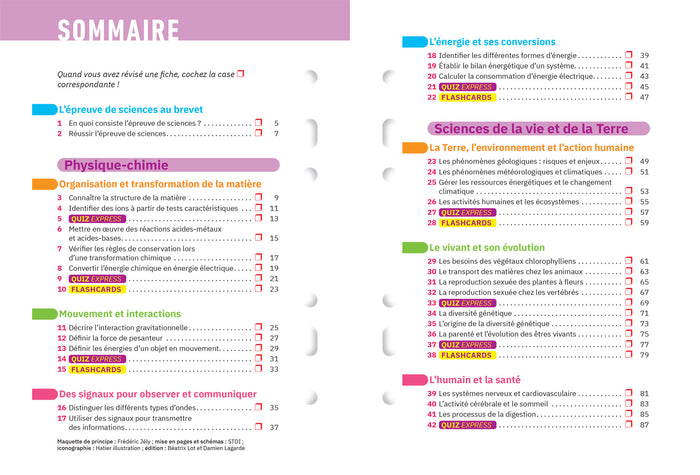 Fiches brevet Sciences 3e