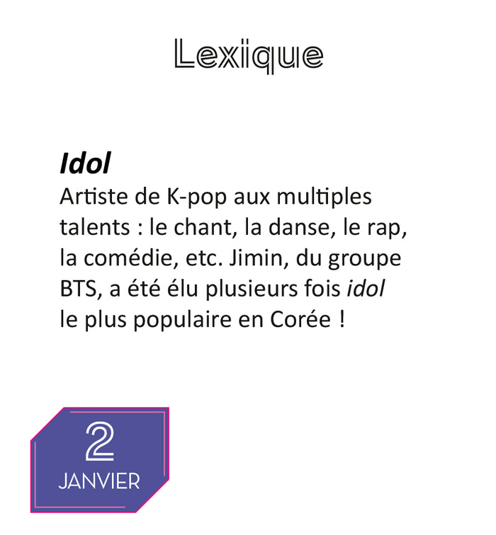 Mini calendrier 365 jours de K-POP