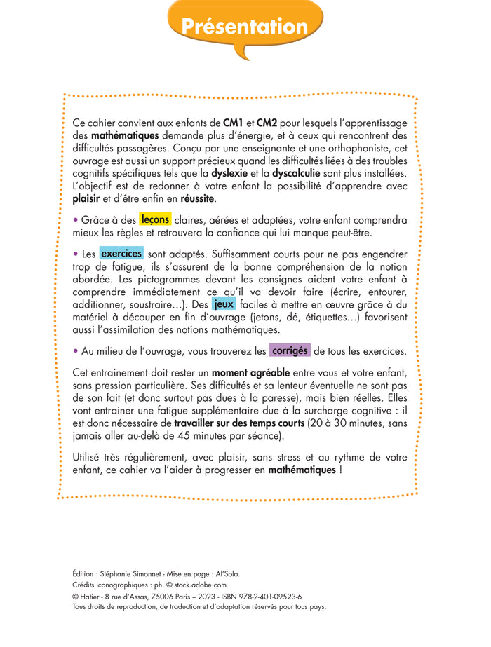 Mon cahier de maths facile !