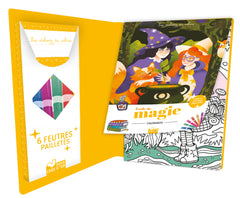 Coloriages École de magie - pochette 6 feutres pailletés