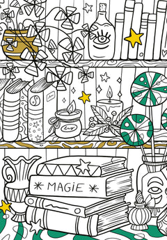 Coloriages École de magie - pochette 6 feutres pailletés