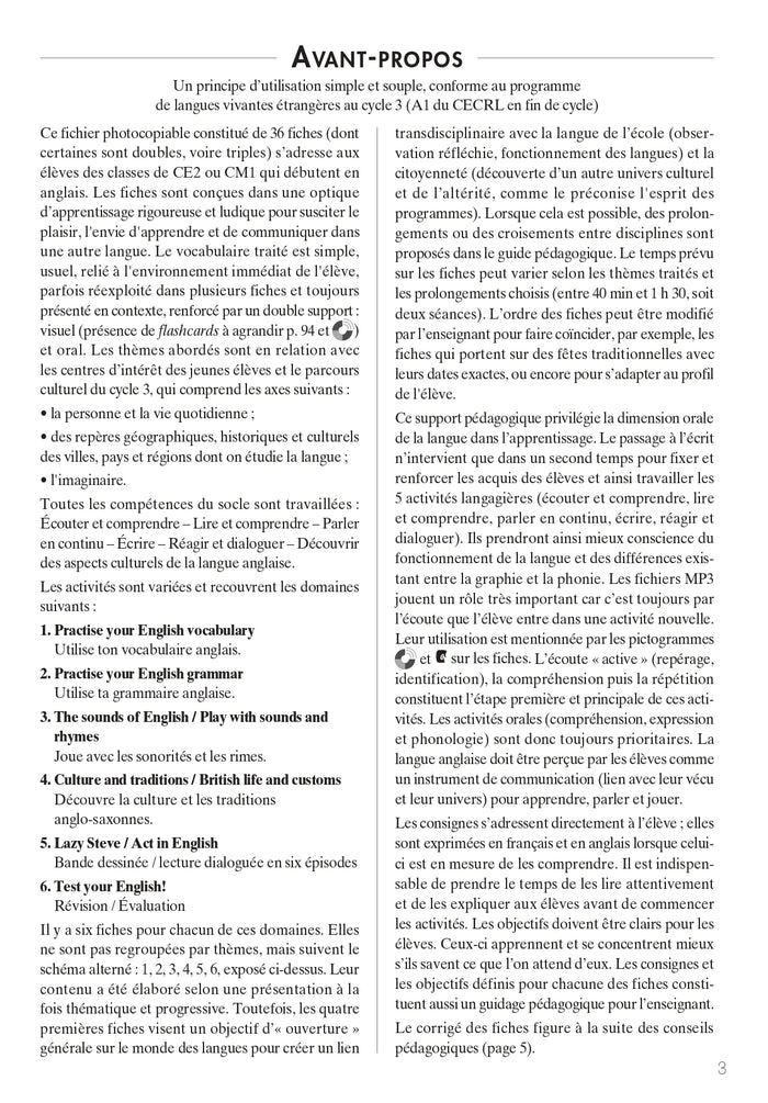 Anglais Cycle 3 Niveau 1