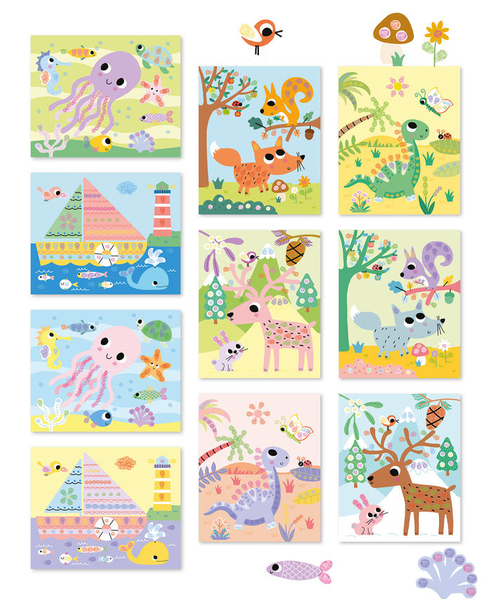 Coloriages à doigts dino et compagnie