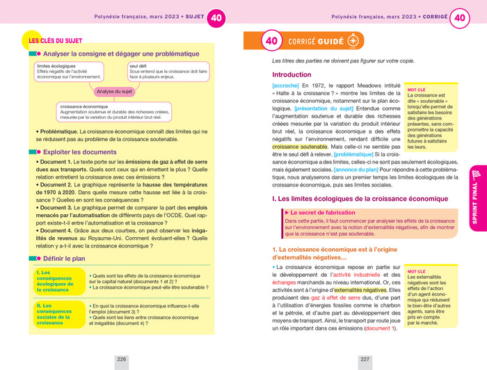 Annales du bac Annabac 2024 SES Tle générale (spécialité)