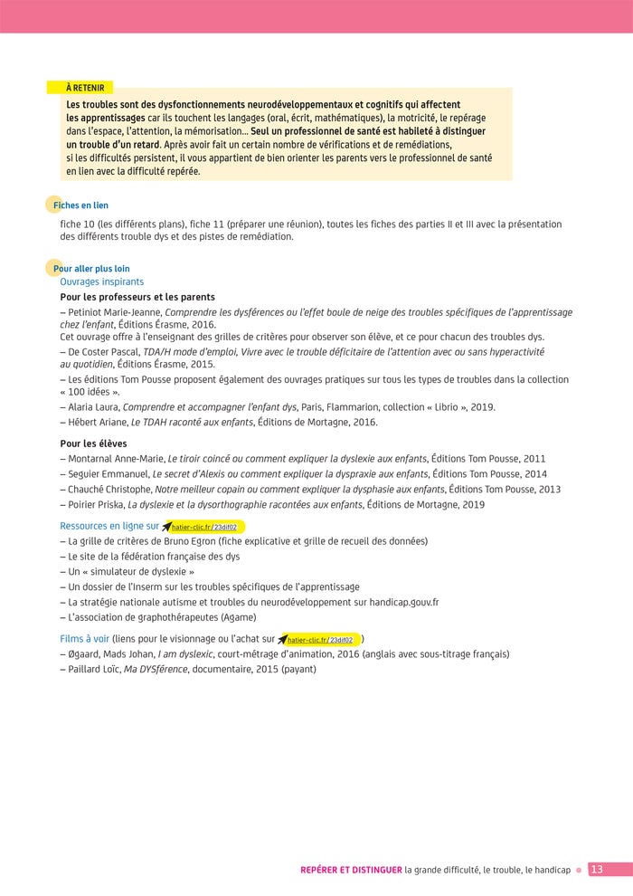 Enseigner - Cycles 1 à 3 - La difficulté scolaire