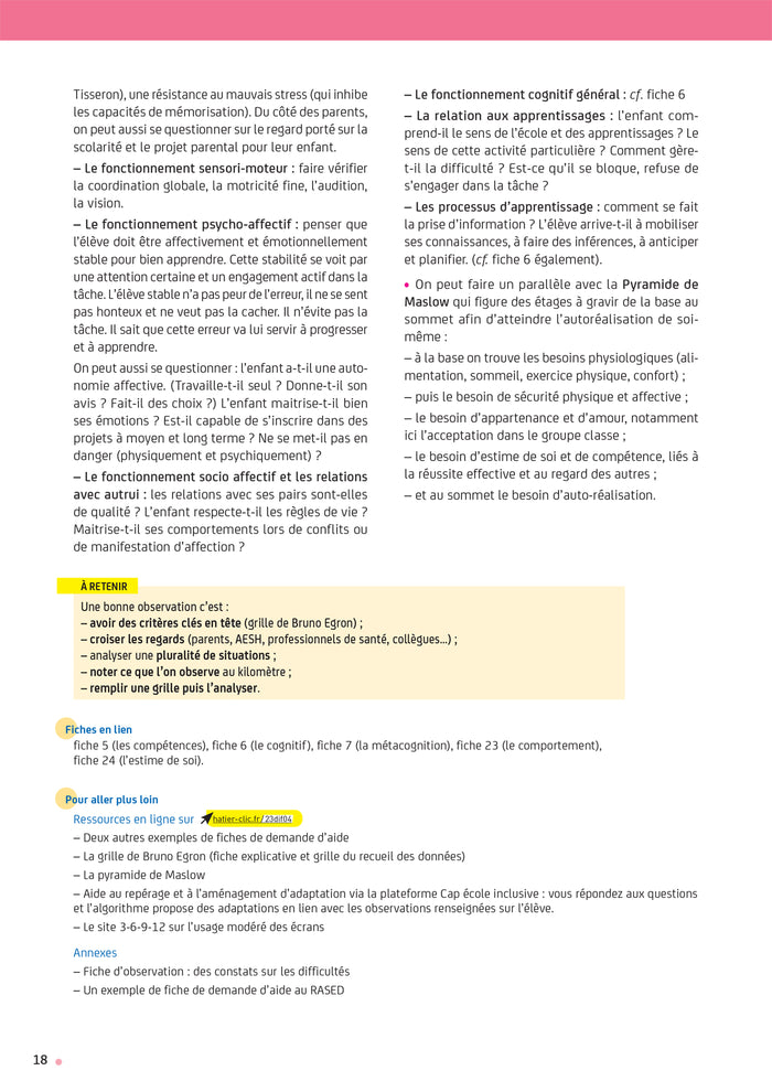 Enseigner - Cycles 1 à 3 - La difficulté scolaire