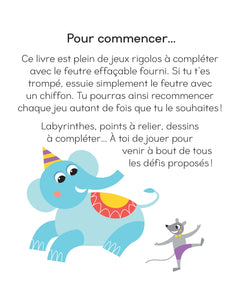 Jeux effaçables animaux avec feutre Velleda