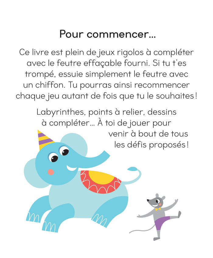 Jeux effaçables animaux avec feutre Velleda