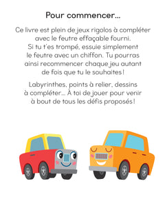 Jeux effaçable véhicules avec feutre Velleda