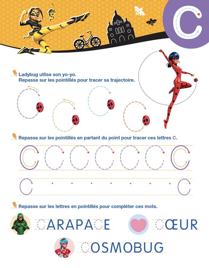 Miraculous - Mon cahier effaçable - J'écris les lettres majuscules