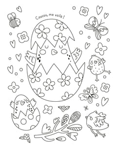 Mes planches d'artiste à colorier - Joyeuses Pâques petits lapins !
