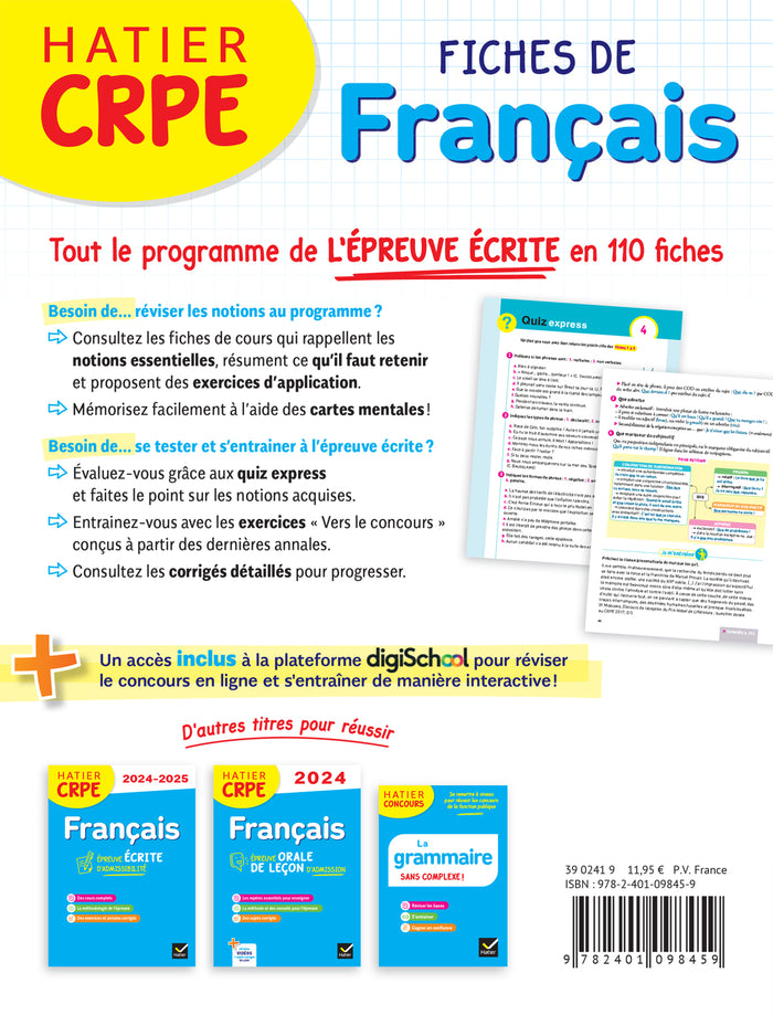 Hatier CRPE - Fiches de Français - Epreuve écrite