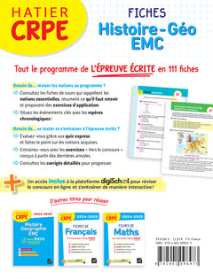 Hatier CRPE - Fiches d'Histoire - Géographie - EMC -  Épreuve écrite d'admissibilité