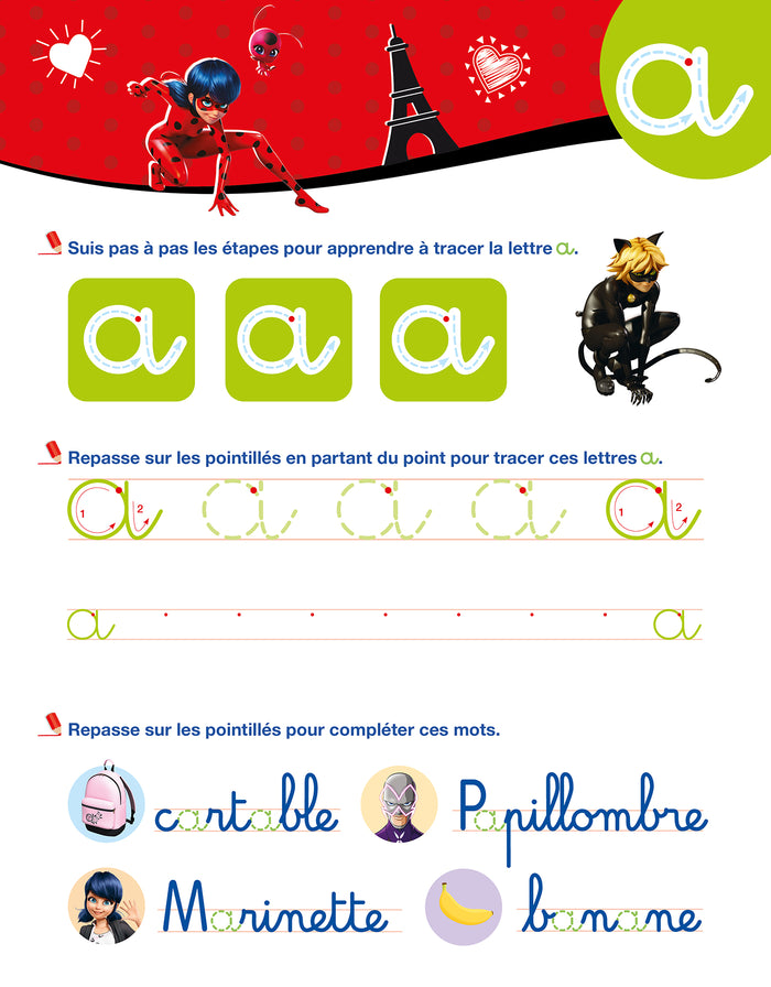 Miraculous - Mon cahier effaçable - J'écris les lettres minuscules