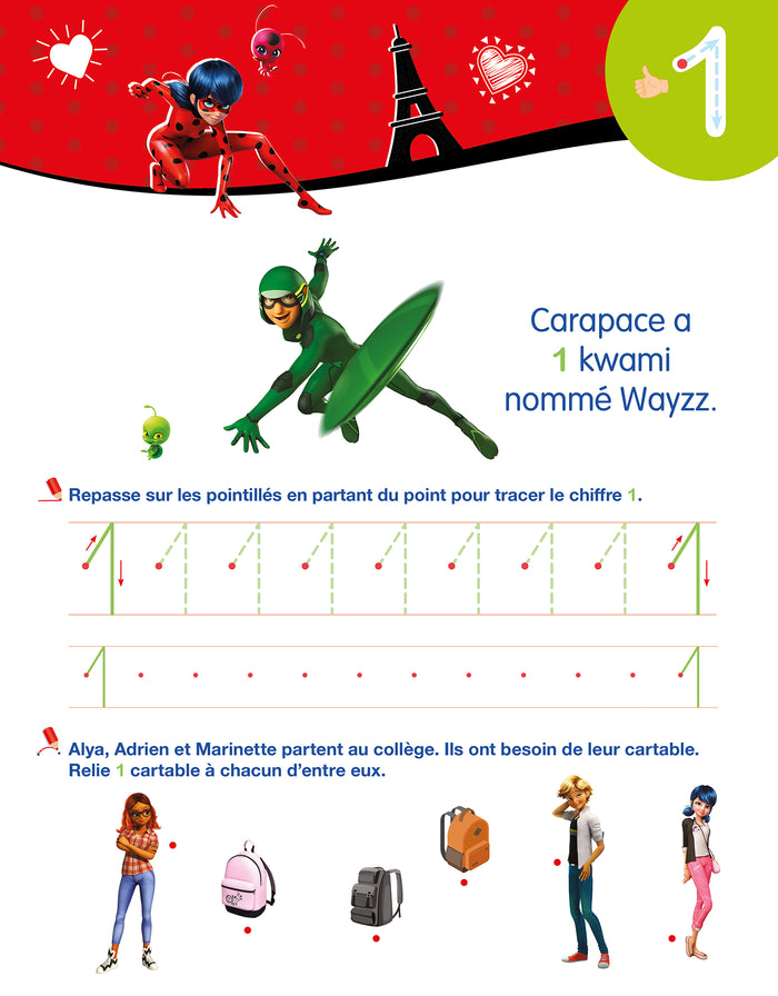 Miraculous - Mon cahier effaçable - J'écris les nombres