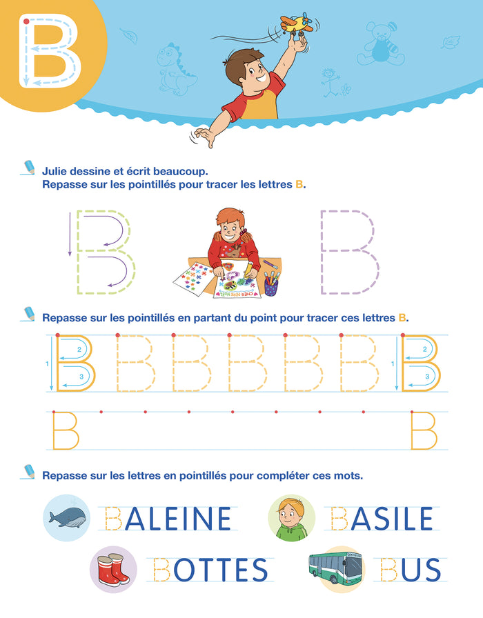 Sami et Julie Maternelle - Mon cahier effaçable - J'écris les lettres majuscules