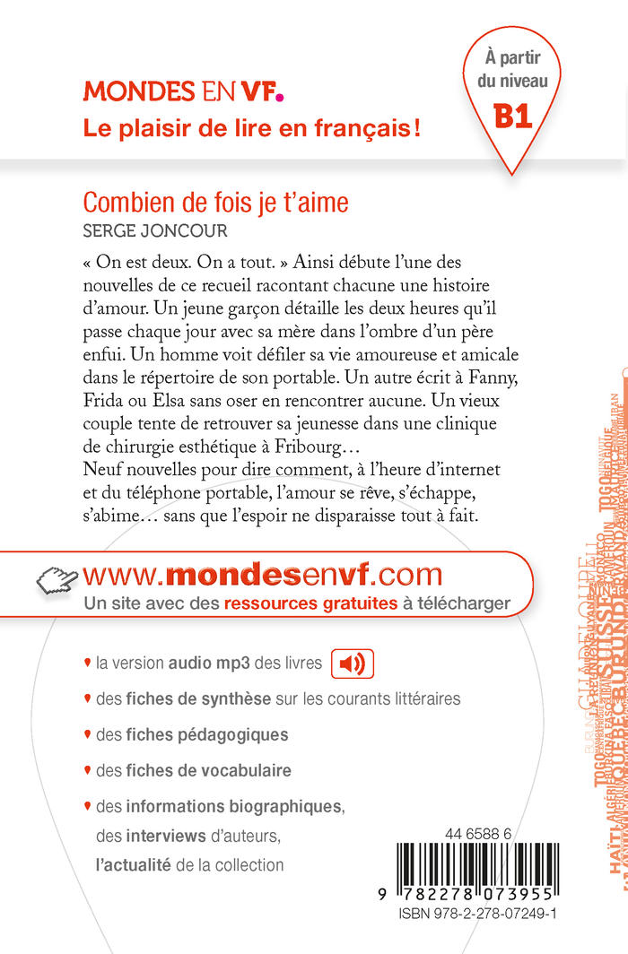 Mondes en VF - Combien de fois je t'aime - Niv. B1 - Livre + audios