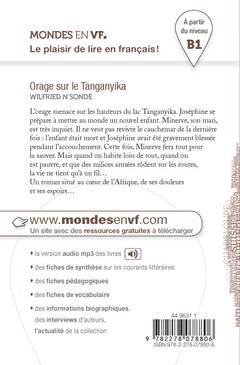 Mondes en VF - Orage sur le Tanganyika - Niv. B1 - Livre + audios