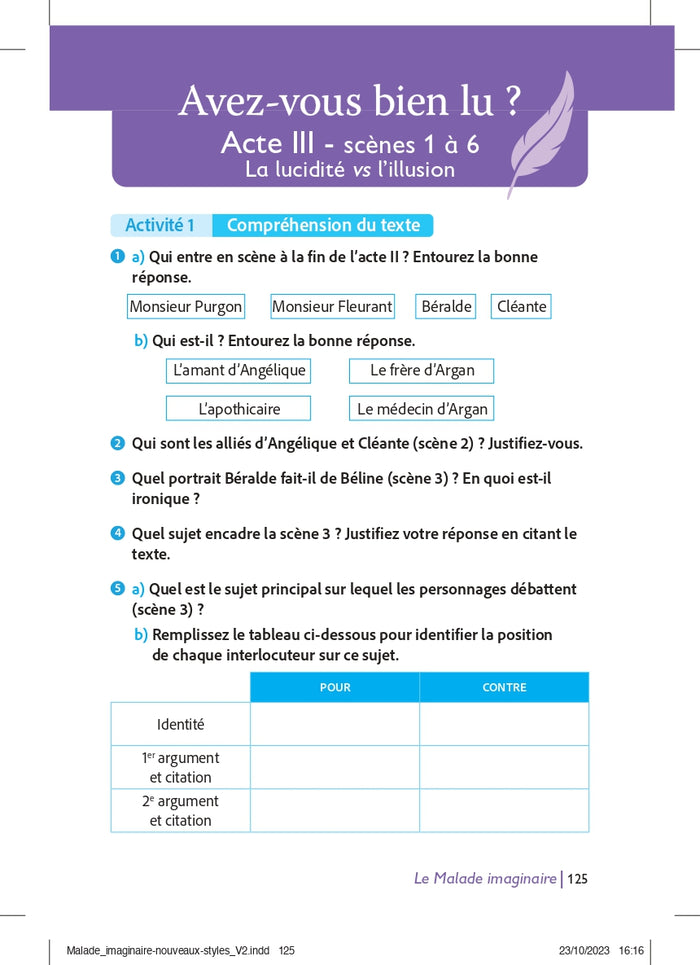 PCL collège - Le Malade imaginaire