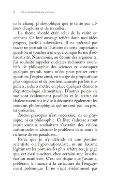 De la vérité dans les sciences
