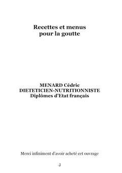Recettes et menus pour la goutte