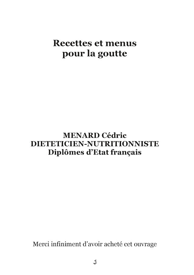 Recettes et menus pour la goutte