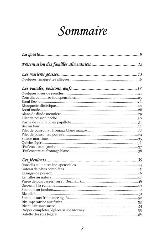 Recettes et menus pour la goutte