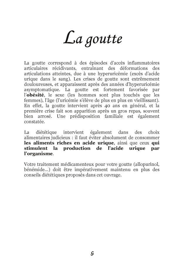 Recettes et menus pour la goutte