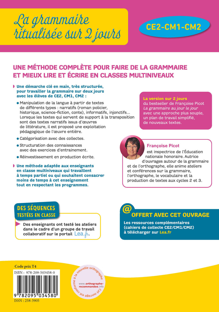 La grammaire ritualisée sur 2 jours