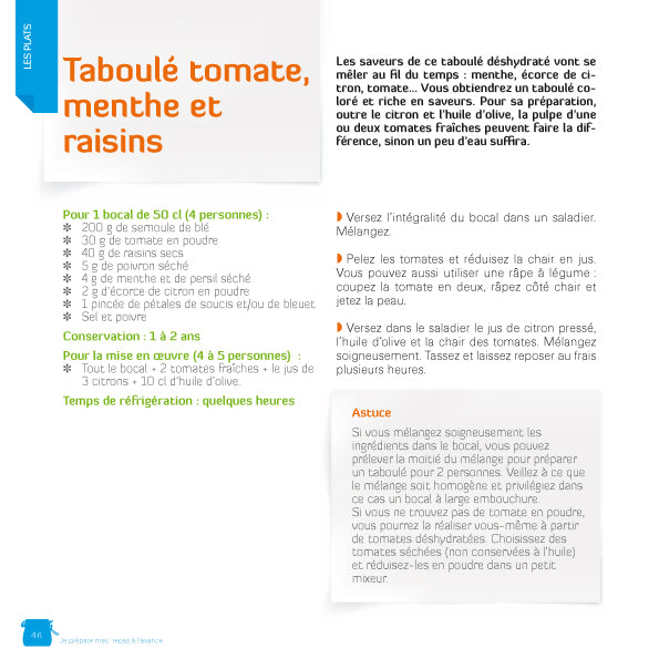Je prépare mes repas à l'avance: 50 mélanges secs à réhydrater