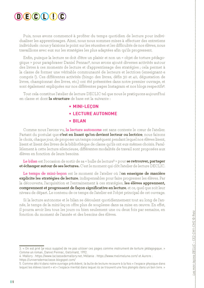 L'atelier de lecture DECLIC - Les mini-leçons CE2 - CM1 - CM2
