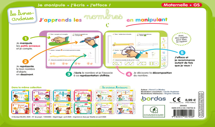 Les livres-ardoises - J'apprends les nombres de 0 à 10 en manipulant